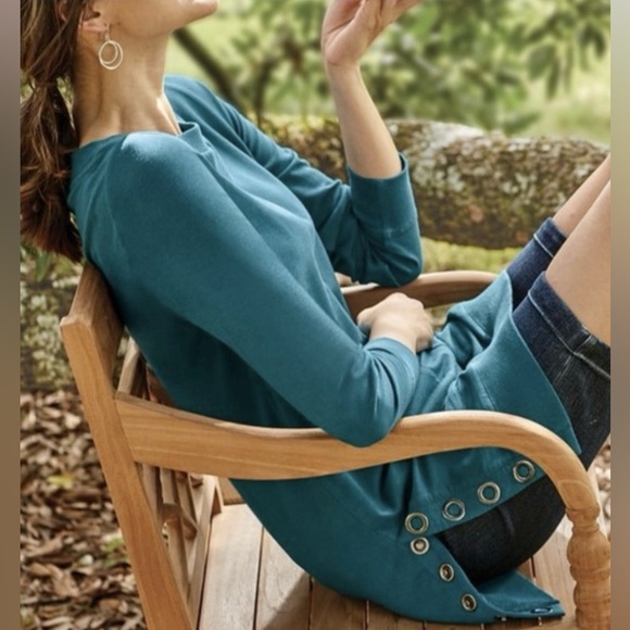 Soft Surroundings 'Make It Snappy' Cozy Vibrant Pullover Tunic Lime Green 🌴 - Picture 2 of 13